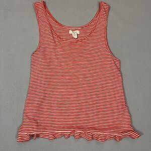 Madewell Striped Tank Top Red White Ruffle Hem Medium